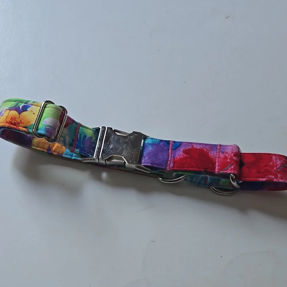 TerrifiCollars Colorful Floral Dog Martingale Collar-Large 18